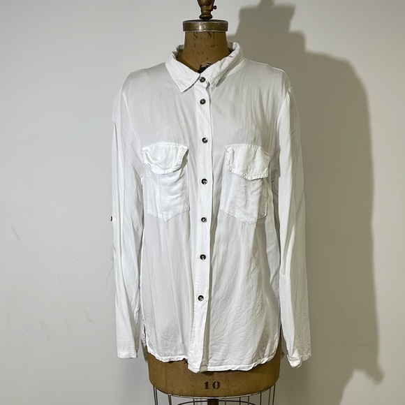Free for Humanity White Skull Button Down Top Size Medium - Picture 4 of 7